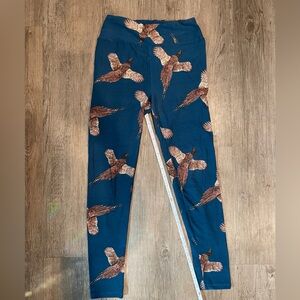 Teal Pheasant Print Leggings LuLaRoe OS